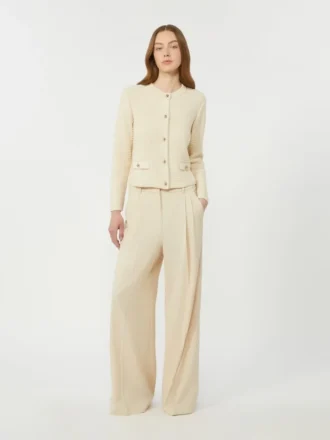 Cropped cotton cardigan, ecru