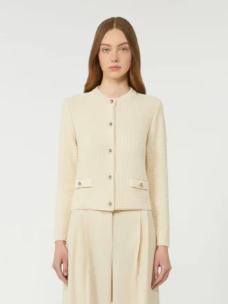 Cropped cotton cardigan, ecru