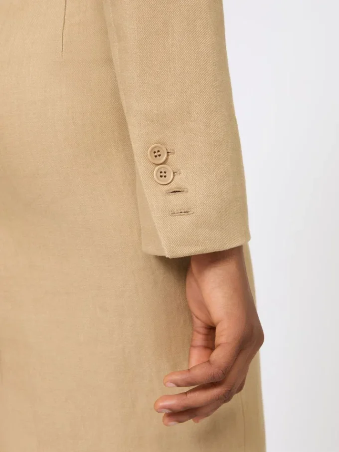 Cropped jacket in linen twill, camel