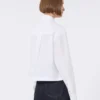 Cropped poplin shirt with asymmetrical pleats, optical white