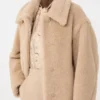 Cropped teddy coat in alpaca and wool, albino