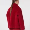 Cropped teddy coat in alpaca and wool, red