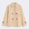Cropped, water-repellent gabardine trench coat, beige