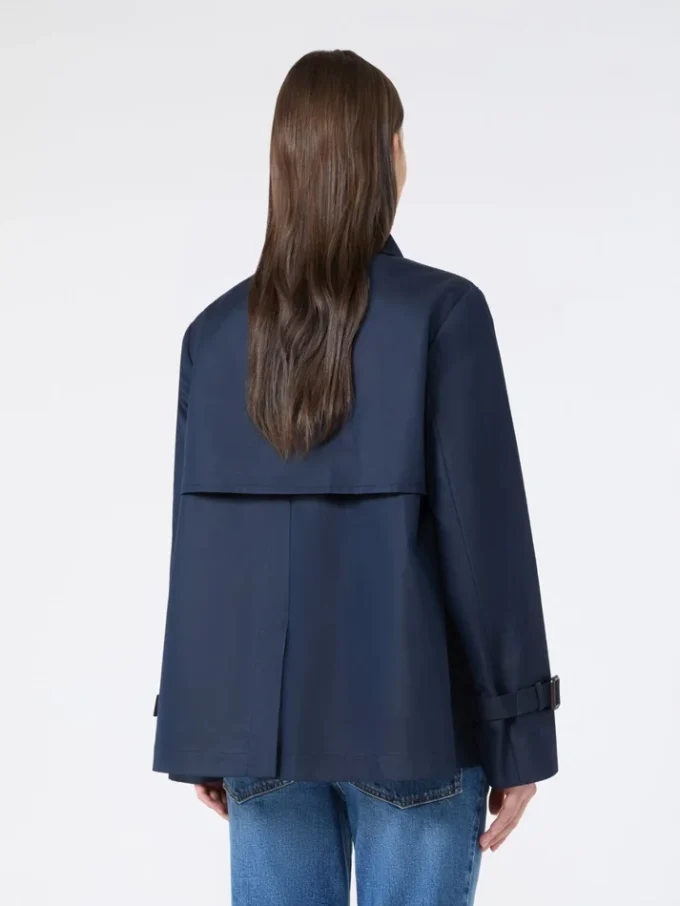 Cropped, water-repellent gabardine trench coat, navy