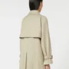 Cropped water-repellent twill trench coat, sand