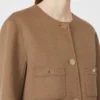 Cropped wool broadcloth jacket, camel