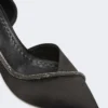 Crystal-adorned satin court shoes, black