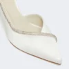 Crystal-adorned satin court shoes, ivory