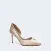 Crystal-adorned satin court shoes, make up nude