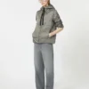 Padded water-repellent canvas hooded jacket, medium grey