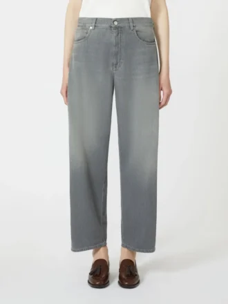 Denim barrel-leg jeans, medium grey