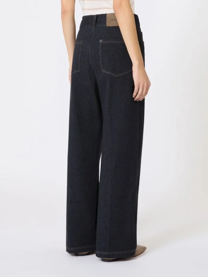 Denim-effect jersey trousers, ultramarine