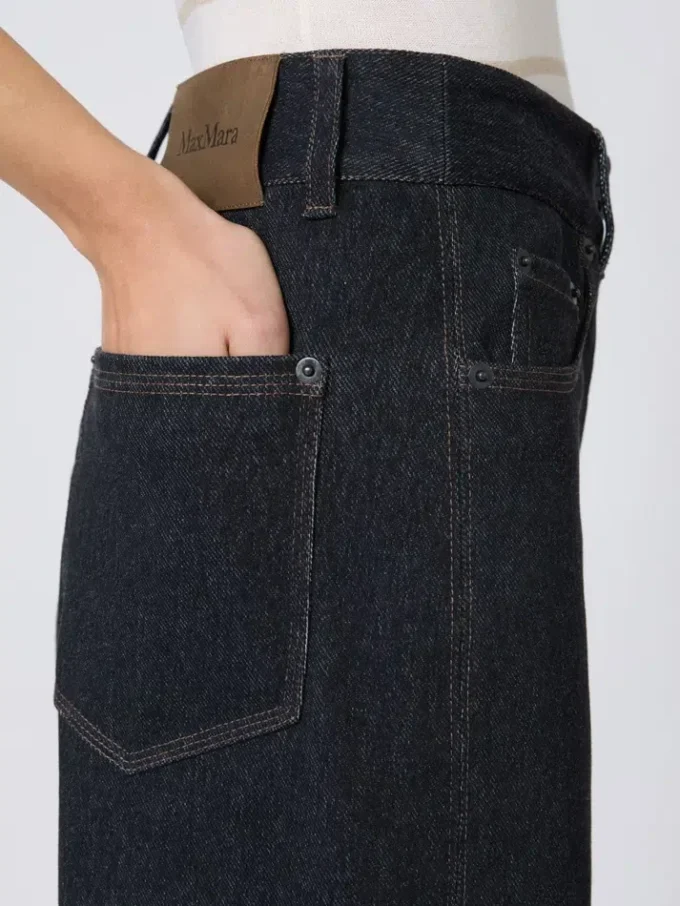 Denim-effect jersey trousers, ultramarine