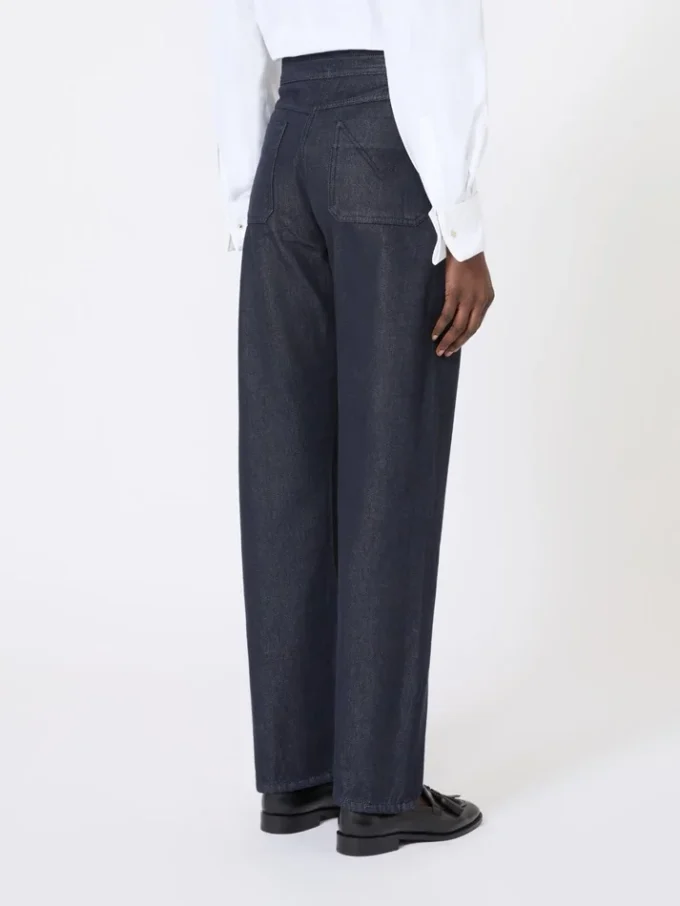Denim-look cotton trousers, midnightblue