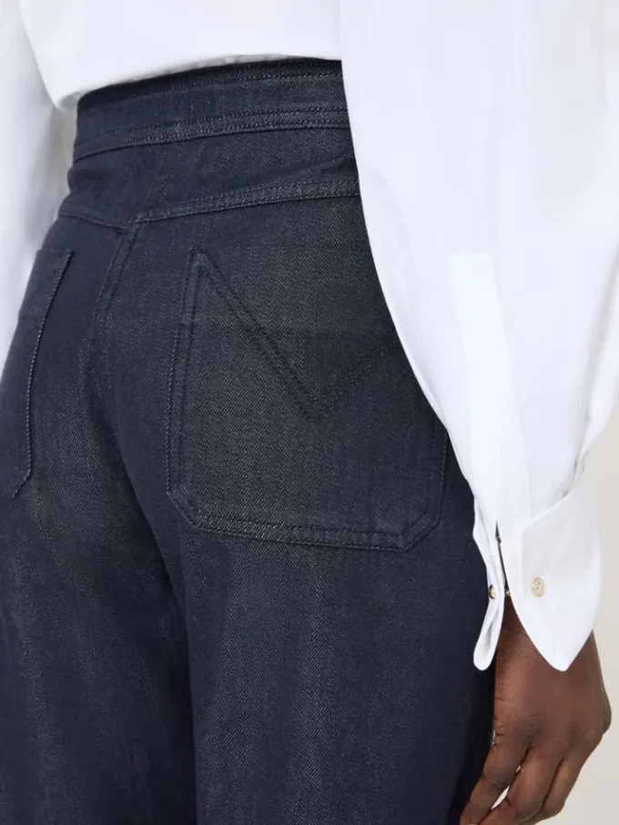 Denim-look cotton trousers, midnightblue