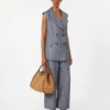 Denim-look pinstripe linen trousers, ultramarine