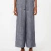 Denim-look pinstripe linen trousers, ultramarine