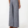 Denim-look pinstripe linen trousers, ultramarine