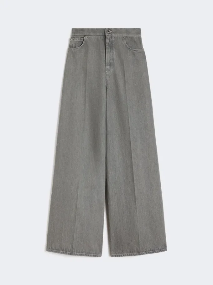 Denim wide-leg trousers, black