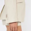 Double-breasted blazer in linen drill, sand