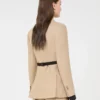Double-breasted blazer in pure linen natta, camel