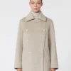 Double-breasted cashmere pea coat, sand