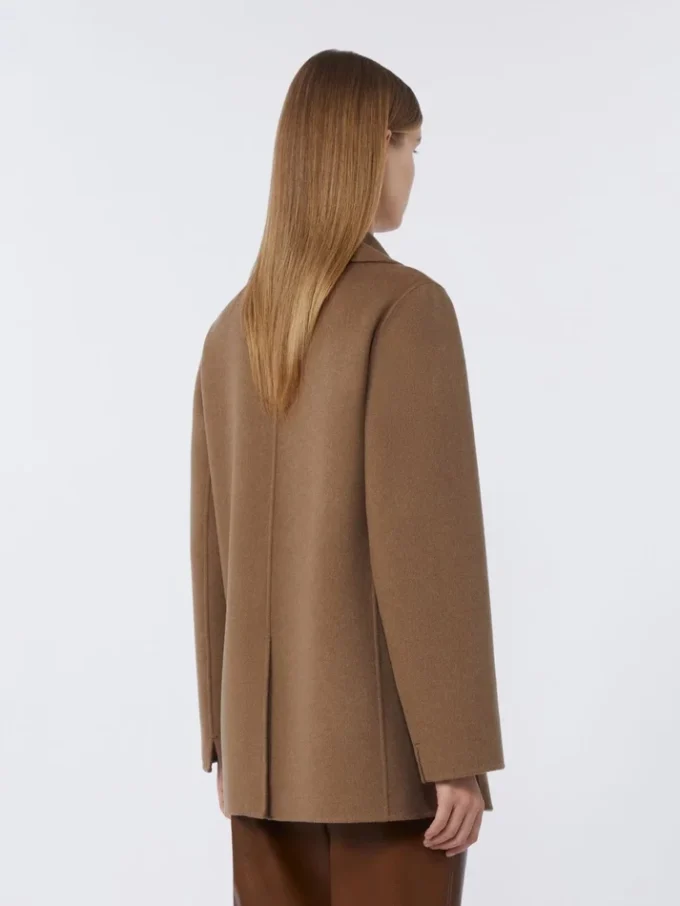 Double-breasted double-faced wool jacket, camel