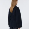 Double-breasted pure-wool cropped coat, midnightblue