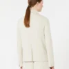 Double-breasted scuba jersey jacket, beige