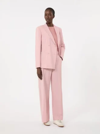 Double-breasted stretch wool blazer, antique rose