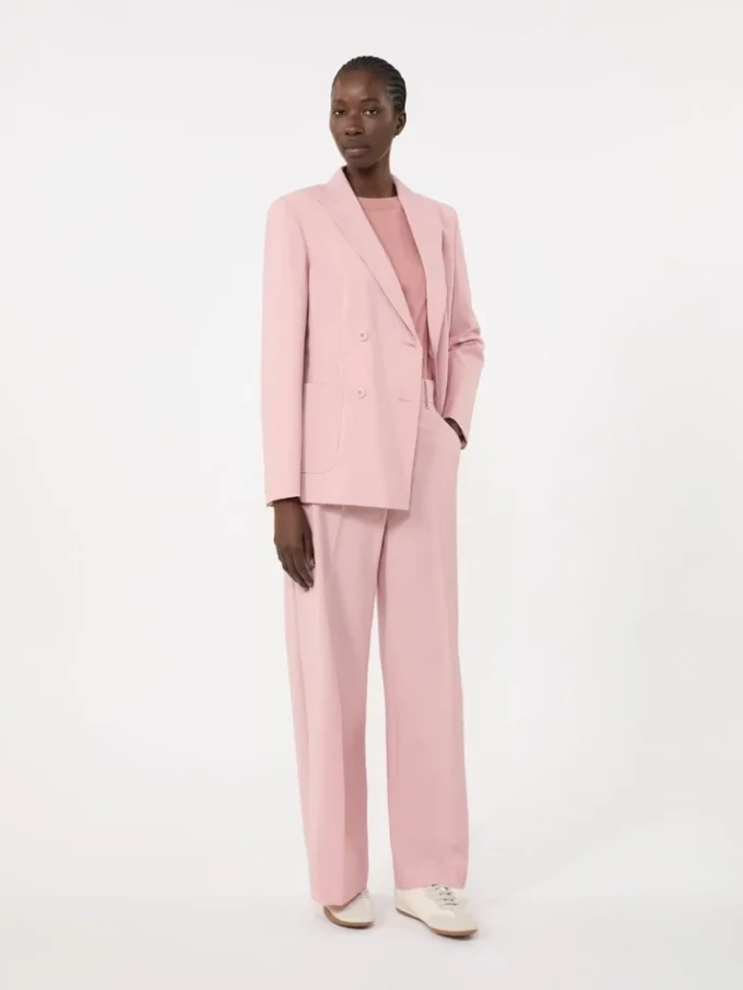 Double-breasted stretch wool blazer, antique rose