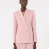 Double-breasted stretch wool blazer, antique rose