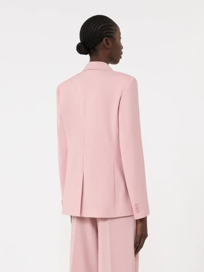 Double-breasted stretch wool blazer, antique rose