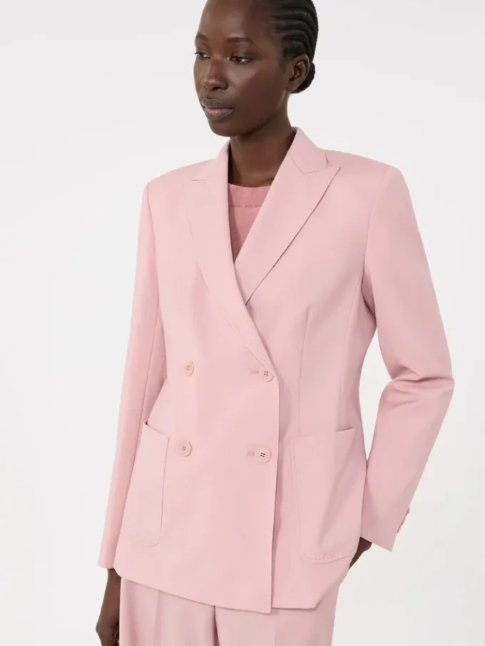 Double-breasted stretch wool blazer, antique rose