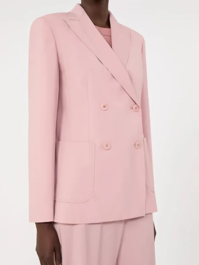 Double-breasted stretch wool blazer, antique rose