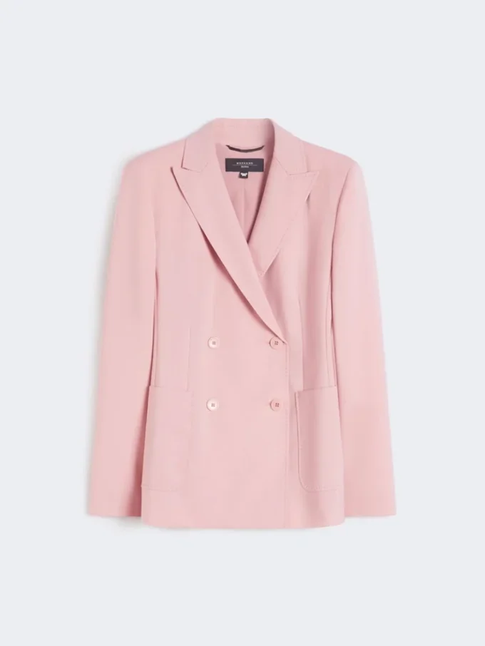 Double-breasted stretch wool blazer, antique rose