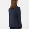Double-breasted stretch wool blazer, navy