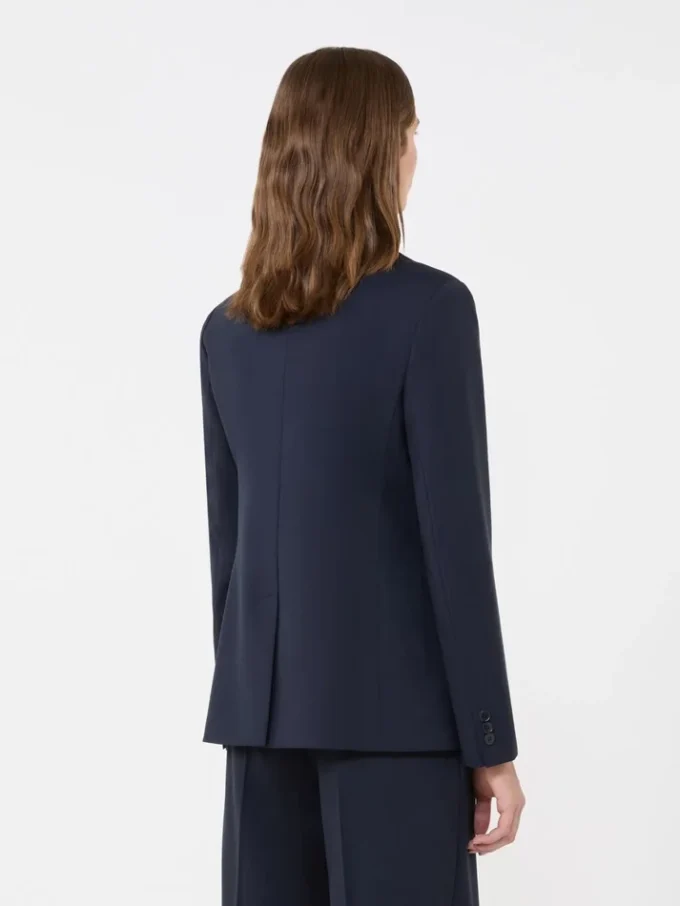 Double-breasted stretch wool blazer, navy
