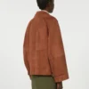 Double-breasted suede jacket, terra cotta