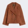 Double-breasted suede jacket, terra cotta