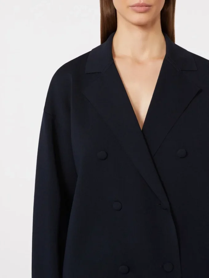 Double-breasted viscose crepe jacket, ultramarine