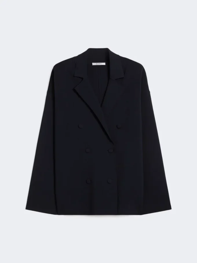 Double-breasted viscose crepe jacket, ultramarine