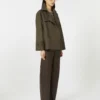 Double-breasted water-repellent cotton trench coat, green