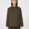 Double-breasted water-repellent cotton trench coat, green