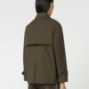 Double-breasted water-repellent cotton trench coat, green