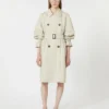 Double-breasted water-repellent twill trench coat, natural