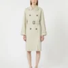 Double-breasted water-repellent twill trench coat, natural