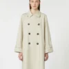Double-breasted water-repellent twill trench coat, natural