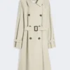Double-breasted water-repellent twill trench coat, natural