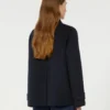 Double-breasted wool-blend pea coat, navy